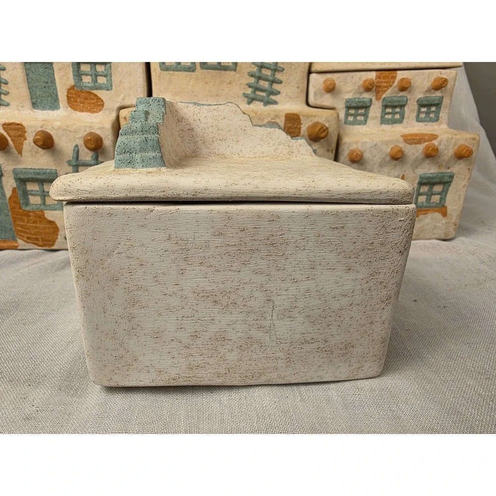 Vintage 4pc Southwest Pueblo‎ Adobe Kitchen Pottery Canisters